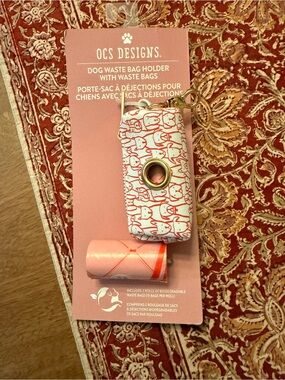 OCS Designs Pink Patterned Dog Waste Bag Holder with Bags